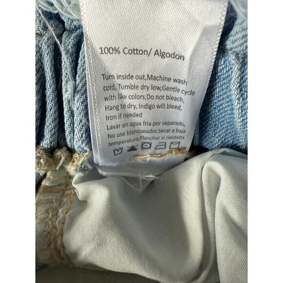 Risen High Waist Relaxed Distressed Jeans Womens 5/27 Frayed Hems - Picture 8 of 9